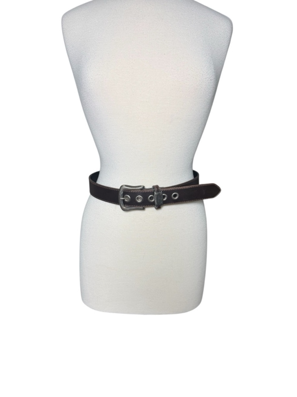 Blue Asphalt Vintage Y2K-era Brown Leather Belt with Silver Buckle Large